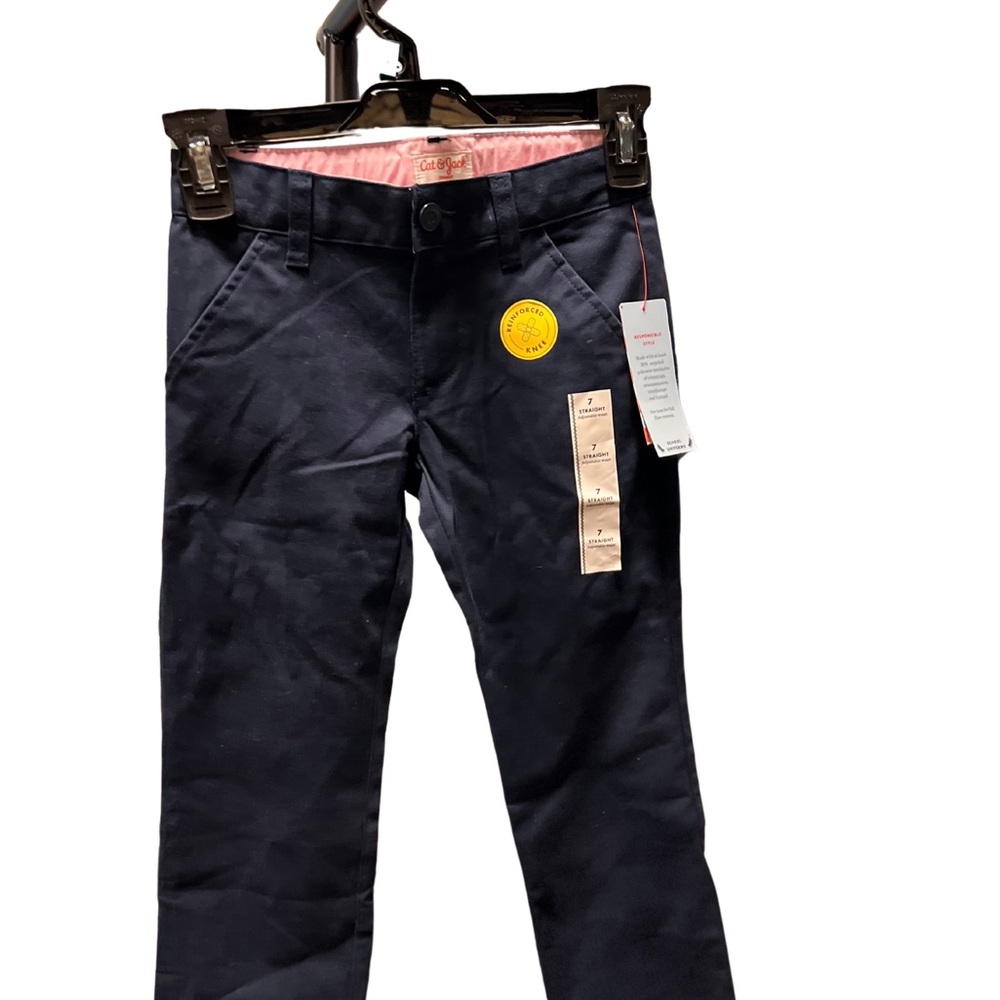 Cat & Jack Girls Straight Fit School Uniform Pants, Navy Blue, Size 7